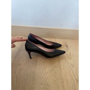 Julieta Barcelona Classic Black Pumps Low Heels 8.5 Black Leather Shoes Pointed